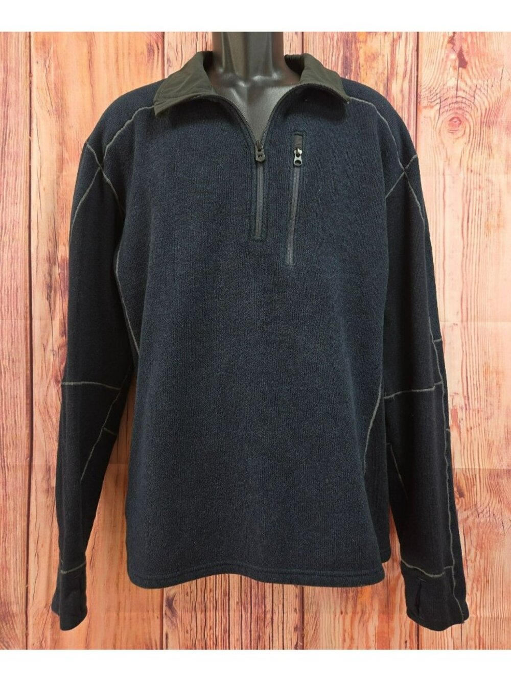 Kühl Mens XXL Navy Blue Fleece Pullover Sweater With Quarter-Zip & Chest Pocket